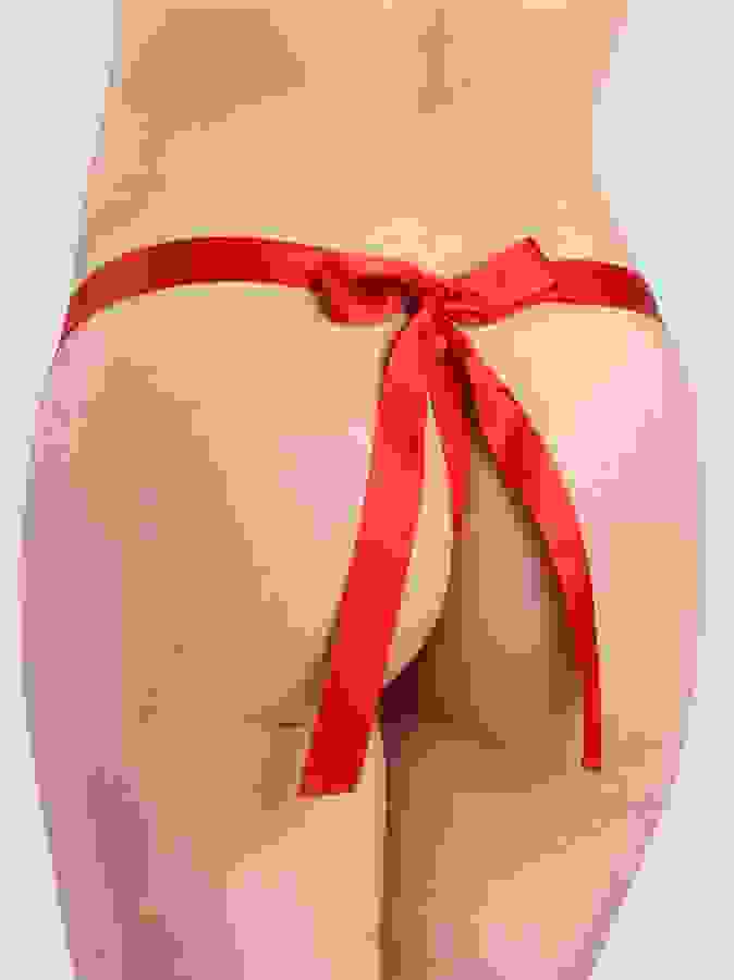 Lovehoney Unwrap Me Women's Red Thong, Red, hi-res